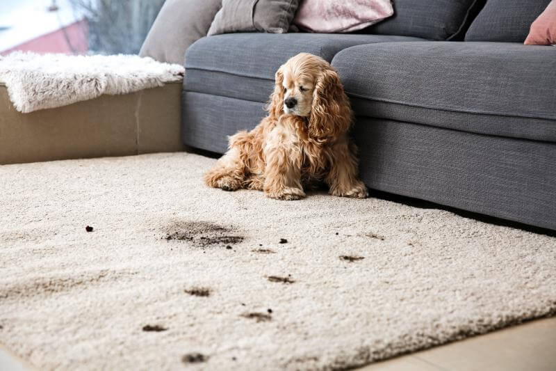 Hund hat Teppich dreckig gemacht