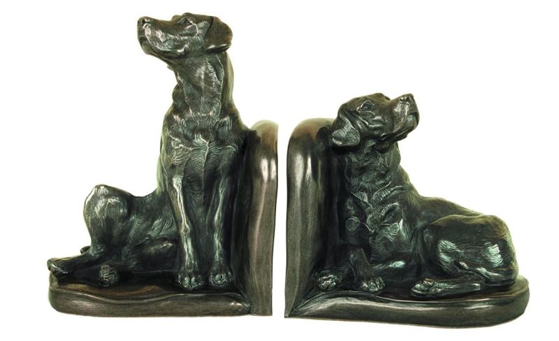 Ein Paar Labrador Buchstützen aus Kalt gegossen Bronze