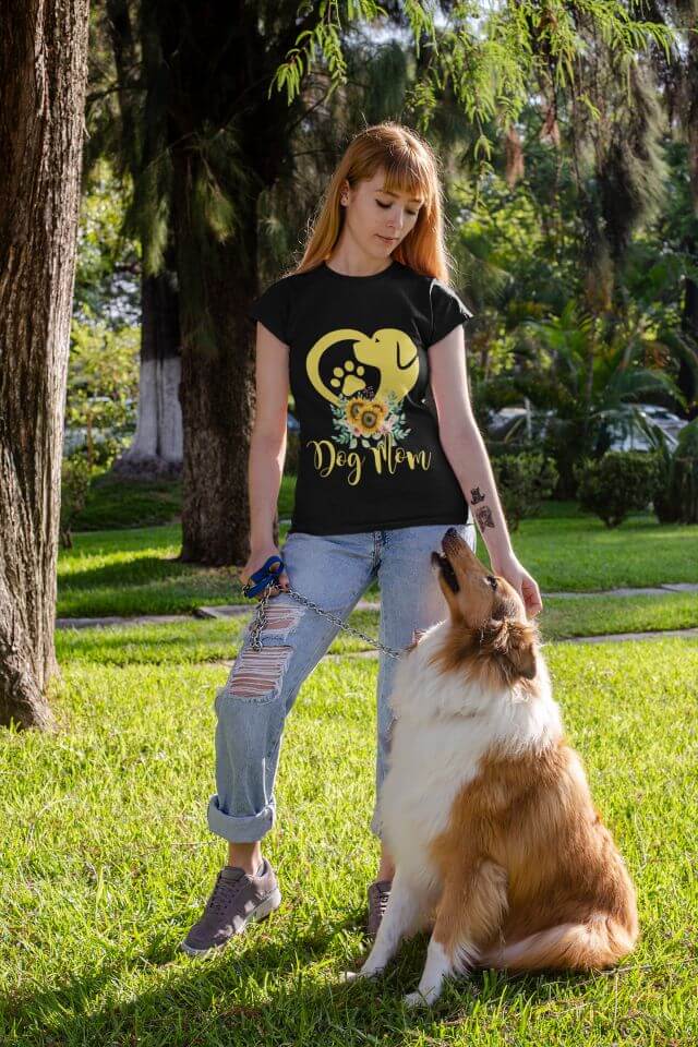 Dog Mom mit Sonnenblume