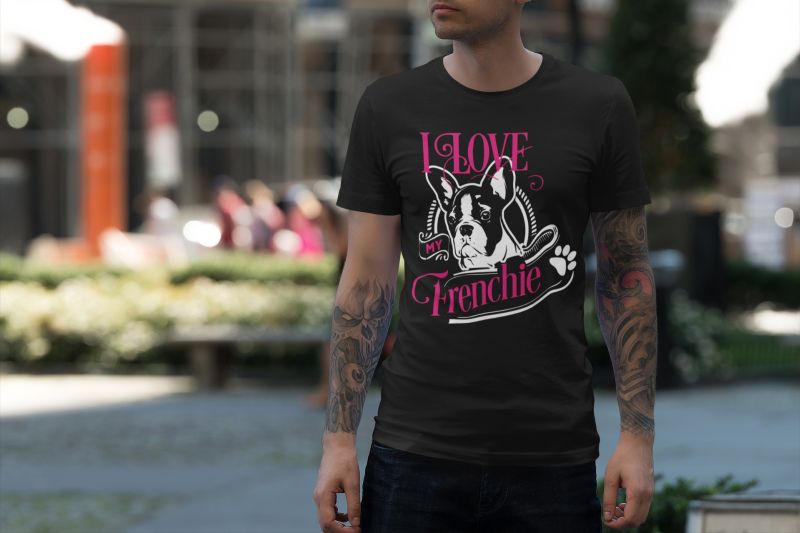 Französische Bulldogge Liebe Niedliches Schwarzes T-Shirt T-Shirt